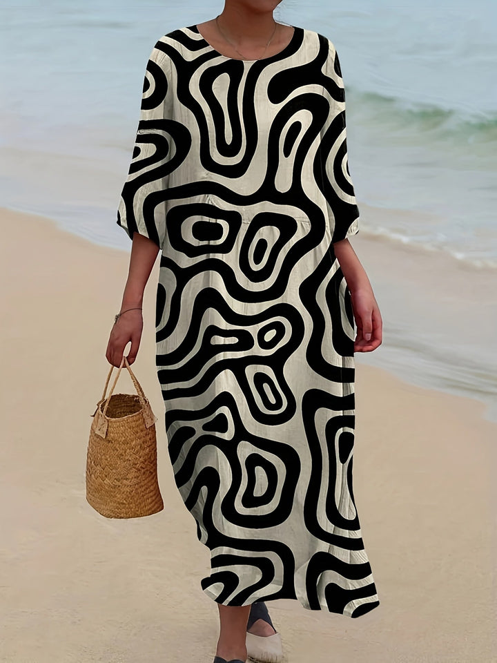 Nova | Monochrome Muse Abstract Maxi Dress